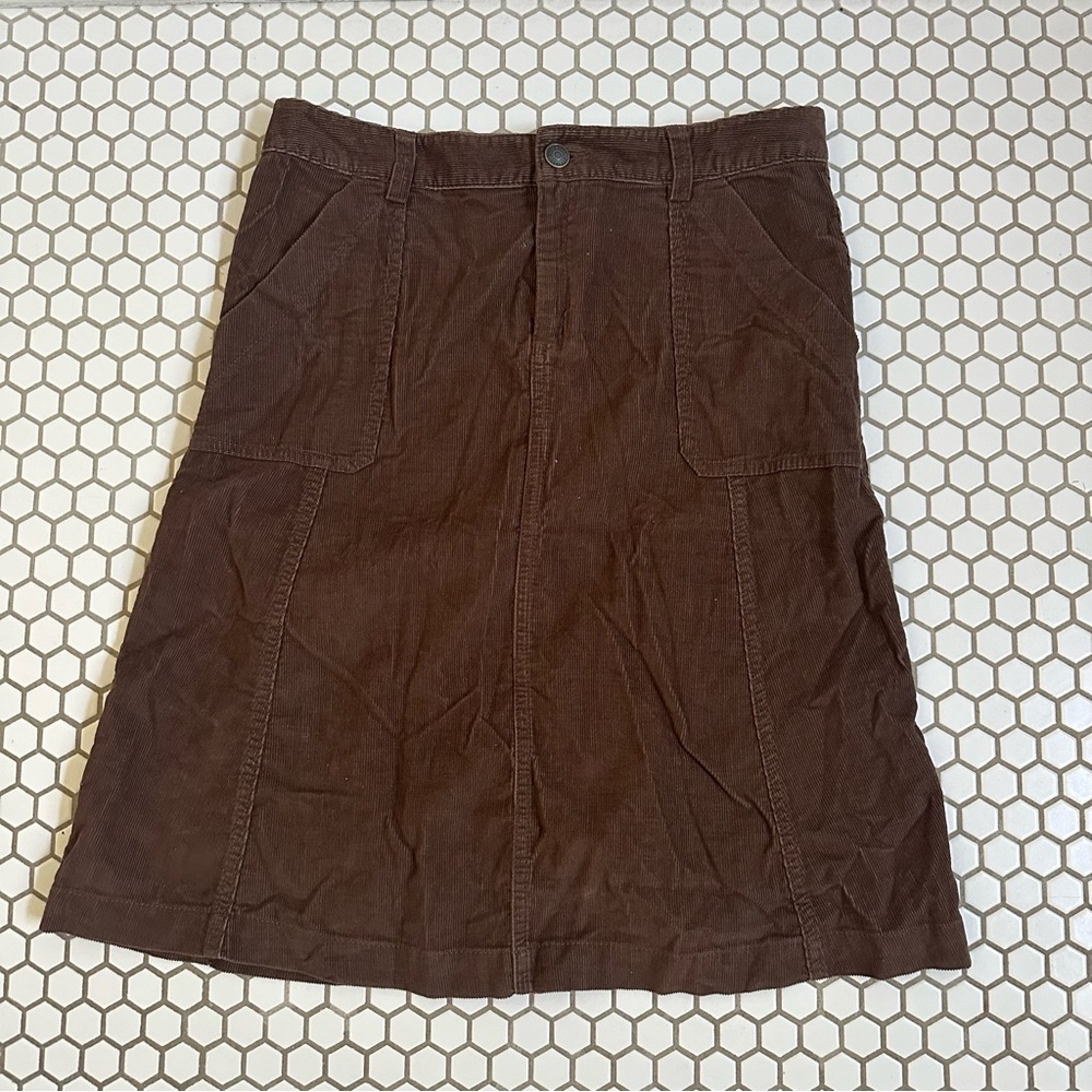 Brown corduroy mid length skirt